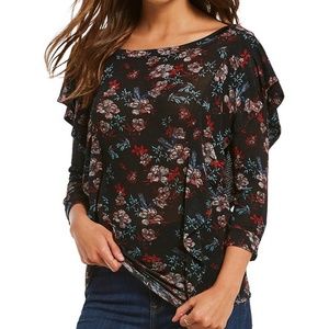 NEW Womens Free People Black Floral Top
